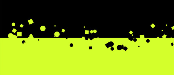 Poster - Geometric composition black backdrop, chartreuse field, shapes