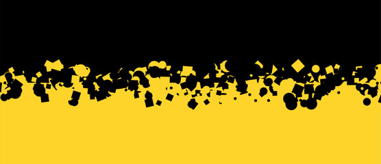 Poster - Abstract art scattered geometric shapes transition between black and yellow fields