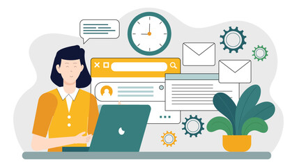 product designer building wireframe prototype flat vector illustration