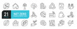 © Bradericon - Set of line icons related to net zero, ecology, environment. Outline icons collection. Editable stroke. Vector illustration