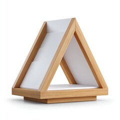 Poster - Modern Minimalist Wooden Display Stand with Geometric Design