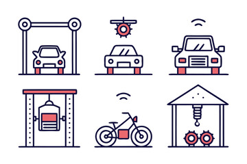 Poster - a set of 5 mix icons as moving vehicle garage  12.svg