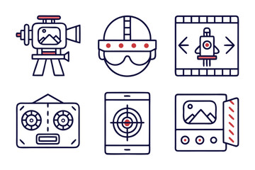 Poster - a set of 5 mix icons as vr simulator augmented rea 2.svg