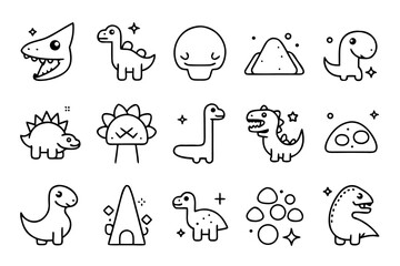 Poster - Charming prehistoric creature collection featuring a playful dinosaur design perfect for creative projects and delightful decorations presented as a fun sticker assortment