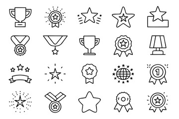 Poster - Collection of minimalist award and bonus symbols featuring achievement recognition and reward graphics in a clean modern style