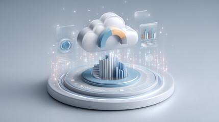 Poster - Ai cloud services concept with futuristic data visualization and digital analytics in modern technology environment