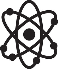 Poster - Simple black and white illustration of an atomic structure symbol for science and chemistry