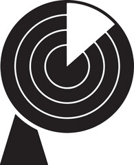 Poster - Abstract radar graphic featuring concentric circles and a triangle shape in black and white
