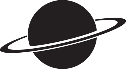 Poster - Black and white vector illustration of a simple planet with a ring