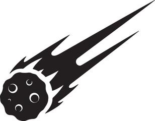 Poster - Silhouette of a black meteoroid with a long trail isolated on white background