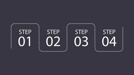 Poster - Corporate strategy black and white square infographic 4 steps template animation. Sequence options HD video. Animated blank diagram visualization. Process layout empty design element. Motion graphics