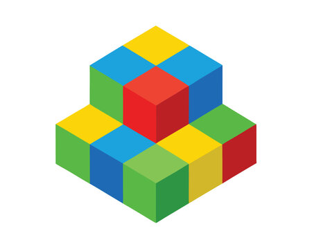 Colorful 3D Cubes Stacked Structure Abstract Geometric Design Ai Generated