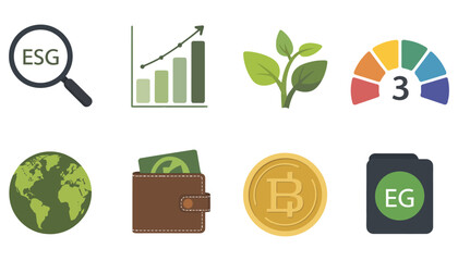 A comprehensive vector set of green ecology icons and nature symbols for environmental web and app illustrations