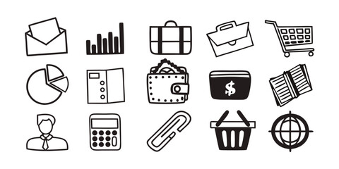 Fototapete - Comprehensive collection of business icons in a modern line style suitable for websites apps presentations and marketing materials offering a clean and professional visual representation