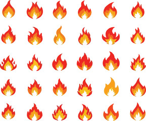 Aufkleber - A collection of various flame illustrations on a white background art