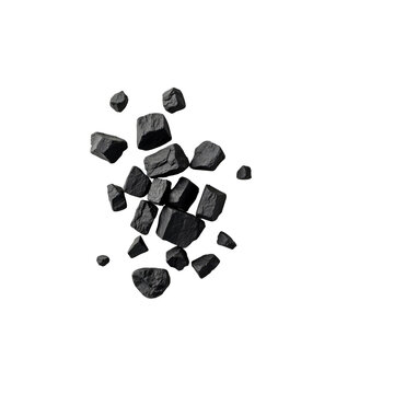 Abstract Black Stone Fragments Exploding in Dark Background