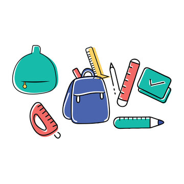 School and Office Tools Icon Set Vector Illustration