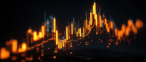 Poster - Abstract financial graph of rising city skyline