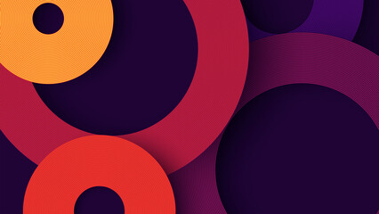 Poster - Colorful abstract background with circles resembling digital discs and retro compact media design