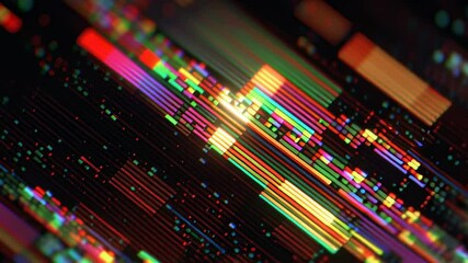 Leinwandbilder - Intense glitch effect background with heavy distortions and vibrant colors creating a dynamic visual experience