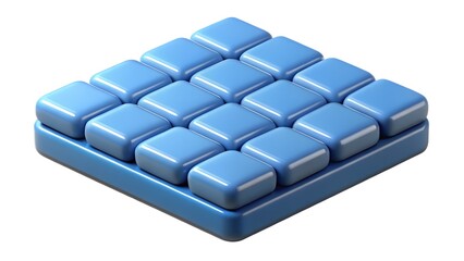 Poster - Arrangement of glossy blue rounded square blocks on a blue base