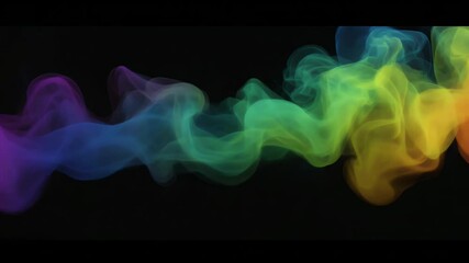 Fototapete - Dynamic Rainbow Smoke Flowing on Black Background