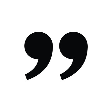 Black Quotation Mark on White Background for Text or Speech