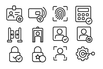 Poster - Security and identification icons on dark background