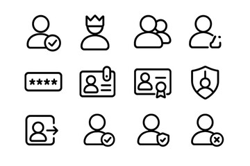 Poster - Minimalist user interface icons set on dark background for modern design