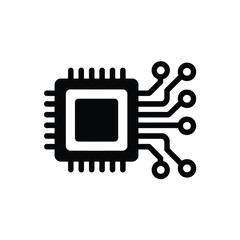 Poster - Black and White Computer Chip Icon for Technology and Innovation