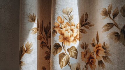 Poster - Translucent fabric with floral patterns softly diffuses light, creating a serene and warm atmosphere in the space.