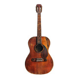 Worn acoustic guitar, faded wood, vintage instrument