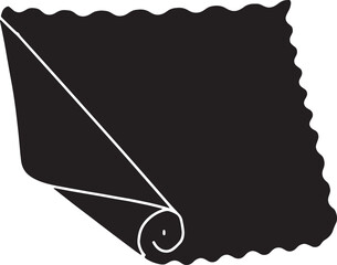Poster - Rolled-Up Black Fabric or Paper with Wavy Edges  Simple Vector Illustration