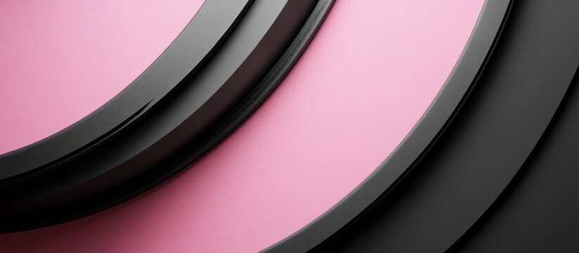 Modern abstract backdrop featuring black curves against a pink textured surface
