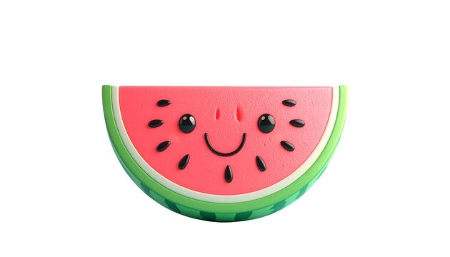Adorable 3D Render of a Smiling Watermelon Slice