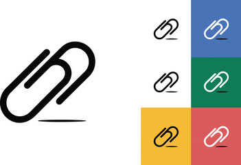 Fototapete - Illustration of a paperclip in black and white with multiple color variations on a white background