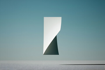 Poster - Abstract Paper Sheet Curled Edge with Shadow on Minimalist Surface. Mock up promotion information for marketing announcements and details, blank white space