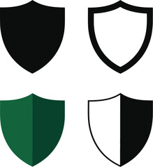 Fototapete - Four shield icons arranged in a square on a light gray background displaying security and protection