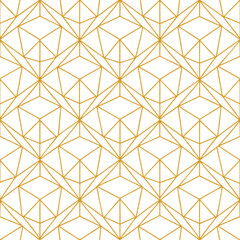Poster - Abstract simple geometric vector seamless pattern with gold line texture on white background. Light modern simple wallpaper, bright tile backdrop, monochrome graphic element