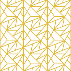 Poster - Abstract simple geometric vector seamless pattern with gold line texture on white background. Light modern simple wallpaper, bright tile backdrop, monochrome graphic element