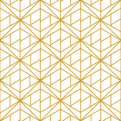Poster - Abstract simple geometric vector seamless pattern with gold line texture on white background. Light modern simple wallpaper, bright tile backdrop, monochrome graphic element