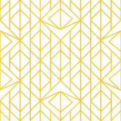 Poster - Abstract simple geometric vector seamless pattern with gold line texture on white background. Light modern simple wallpaper, bright tile backdrop, monochrome graphic element