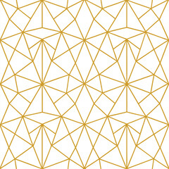 Poster - Abstract simple geometric vector seamless pattern with gold line texture on white background. Light modern simple wallpaper, bright tile backdrop, monochrome graphic element