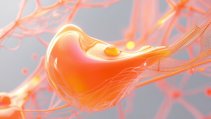 Poster - Abstract orange fluid art design render illustration background wallpaper graphic design concept