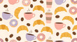 © NanzZ - Delightful Coffee and Pastry Seamless Pattern Coffee Shop, Bakery, Breakfast, Cafe, Dessert