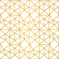 Poster - Abstract simple geometric vector seamless pattern with gold line texture on white background. Light modern simple wallpaper, bright tile backdrop, monochrome graphic element