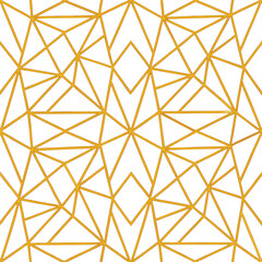 Poster - Abstract simple geometric vector seamless pattern with gold line texture on white background. Light modern simple wallpaper, bright tile backdrop, monochrome graphic element