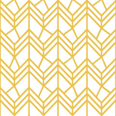 Poster - Abstract simple geometric vector seamless pattern with gold line texture on white background. Light modern simple wallpaper, bright tile backdrop, monochrome graphic element