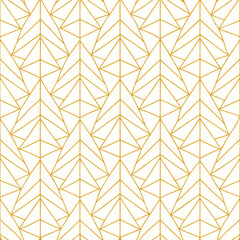 Poster - Abstract simple geometric vector seamless pattern with gold line texture on white background. Light modern simple wallpaper, bright tile backdrop, monochrome graphic element
