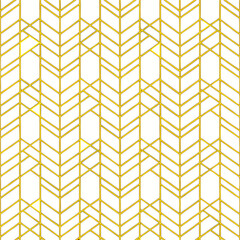 Poster - Abstract simple geometric vector seamless pattern with gold line texture on white background. Light modern simple wallpaper, bright tile backdrop, monochrome graphic element